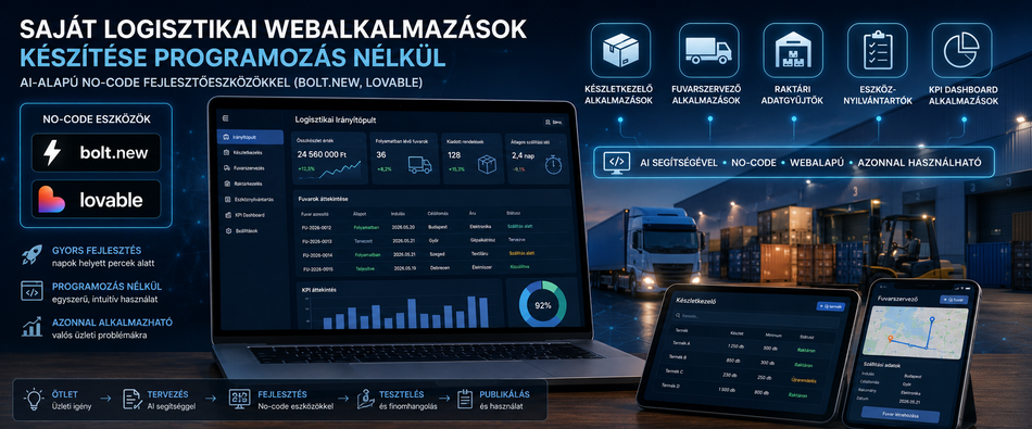 Saját logisztikai webalkalmazások készítése programozás nélkül